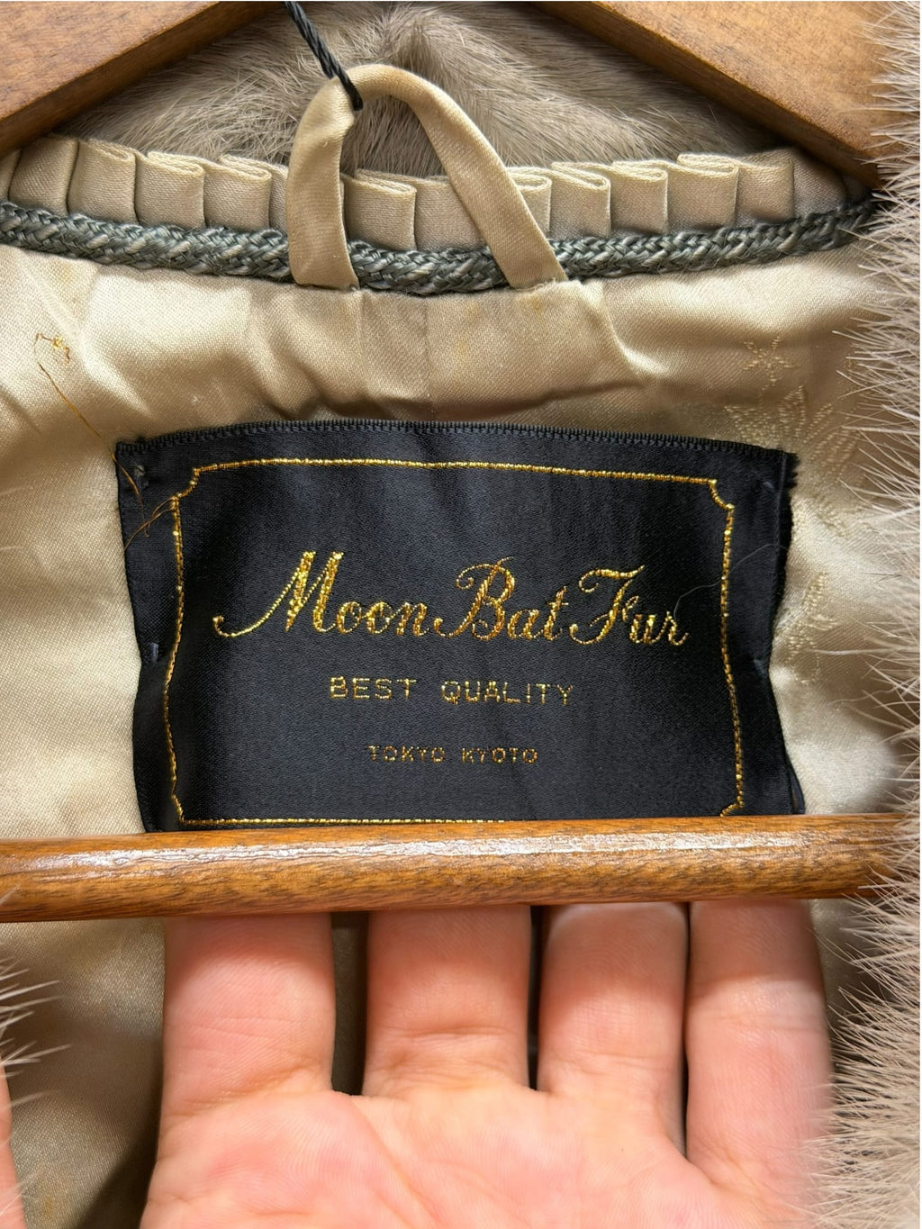 Vintage Moonbat Light Grey Chevron Fur Mink Coat