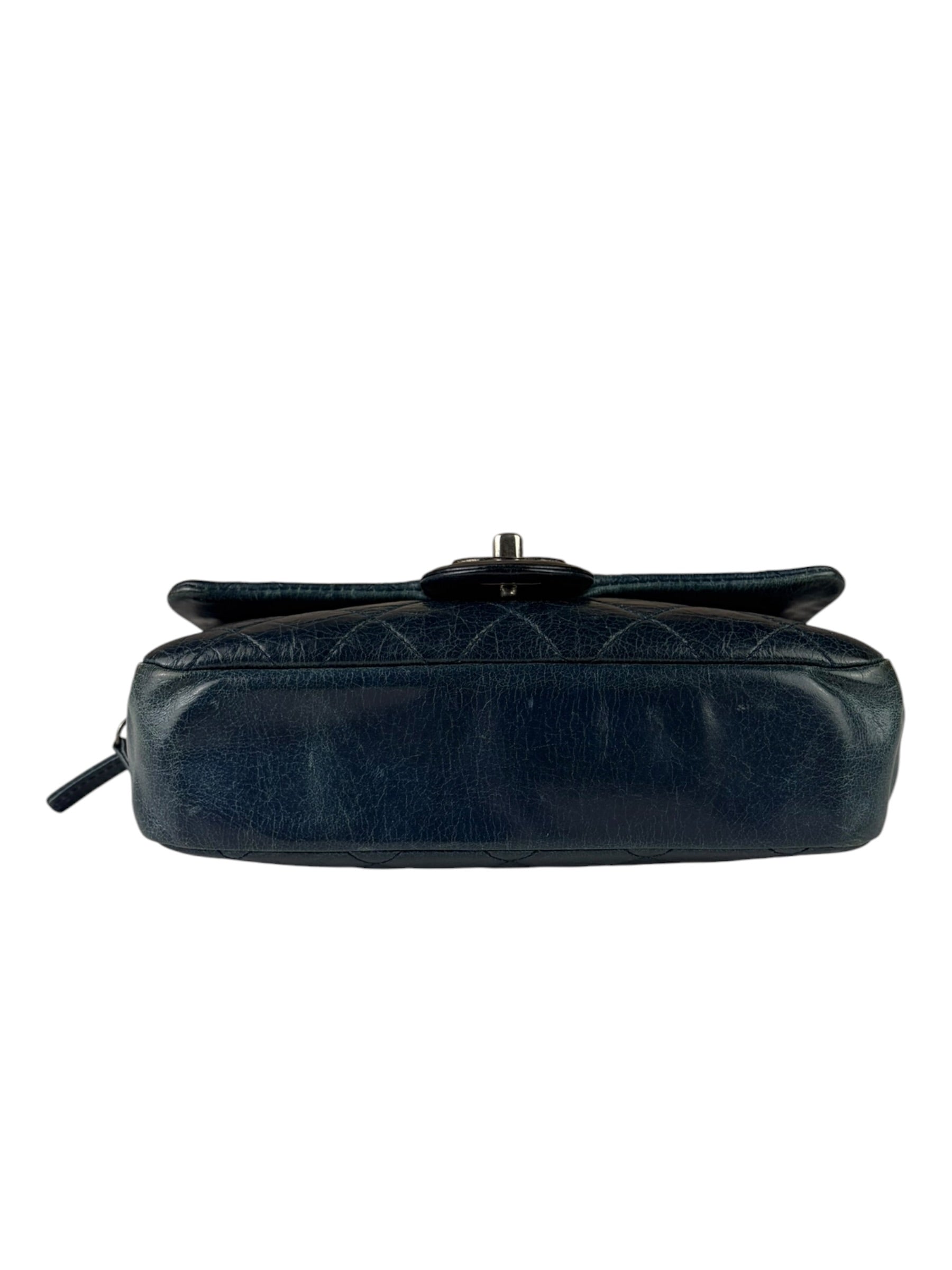 Chanel Blue Glazed Calfskin Portobello Flap Bag 2014