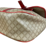 Celine Vintage Macadam Print Red Lined Flap Messenger Bag