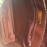 Burberry Burgundy Leather Trim House Check Shoulder Bag