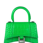 Balenciaga Fluo Green Crocodile Embossed Hourglass XS Two-Way Bag