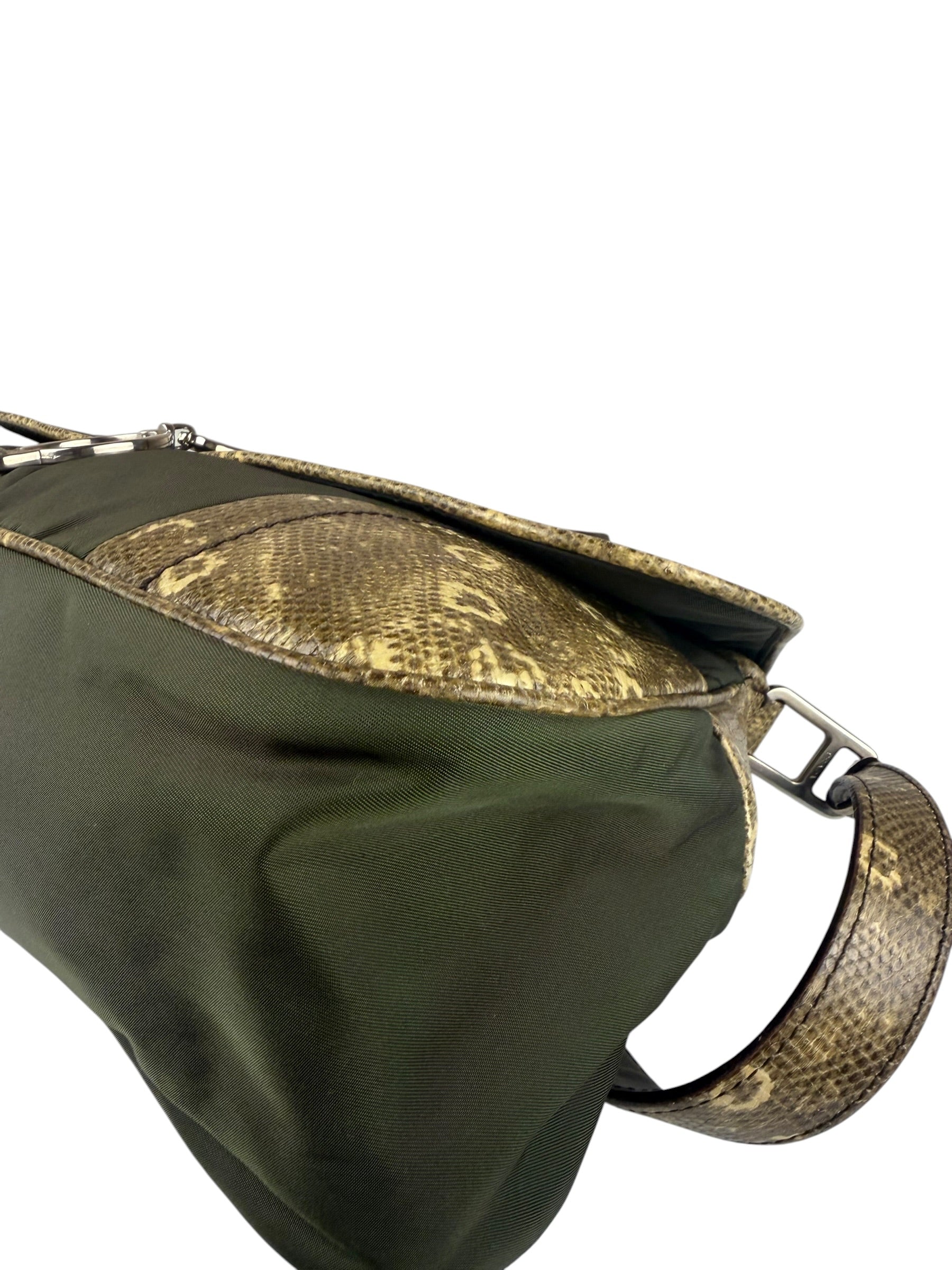 Prada Vintage Kakhi Green Nylon Shoulder Bag