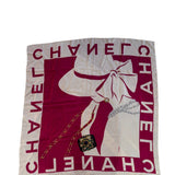 Chanel Vintage Large Block Text Logo Silk Scarf