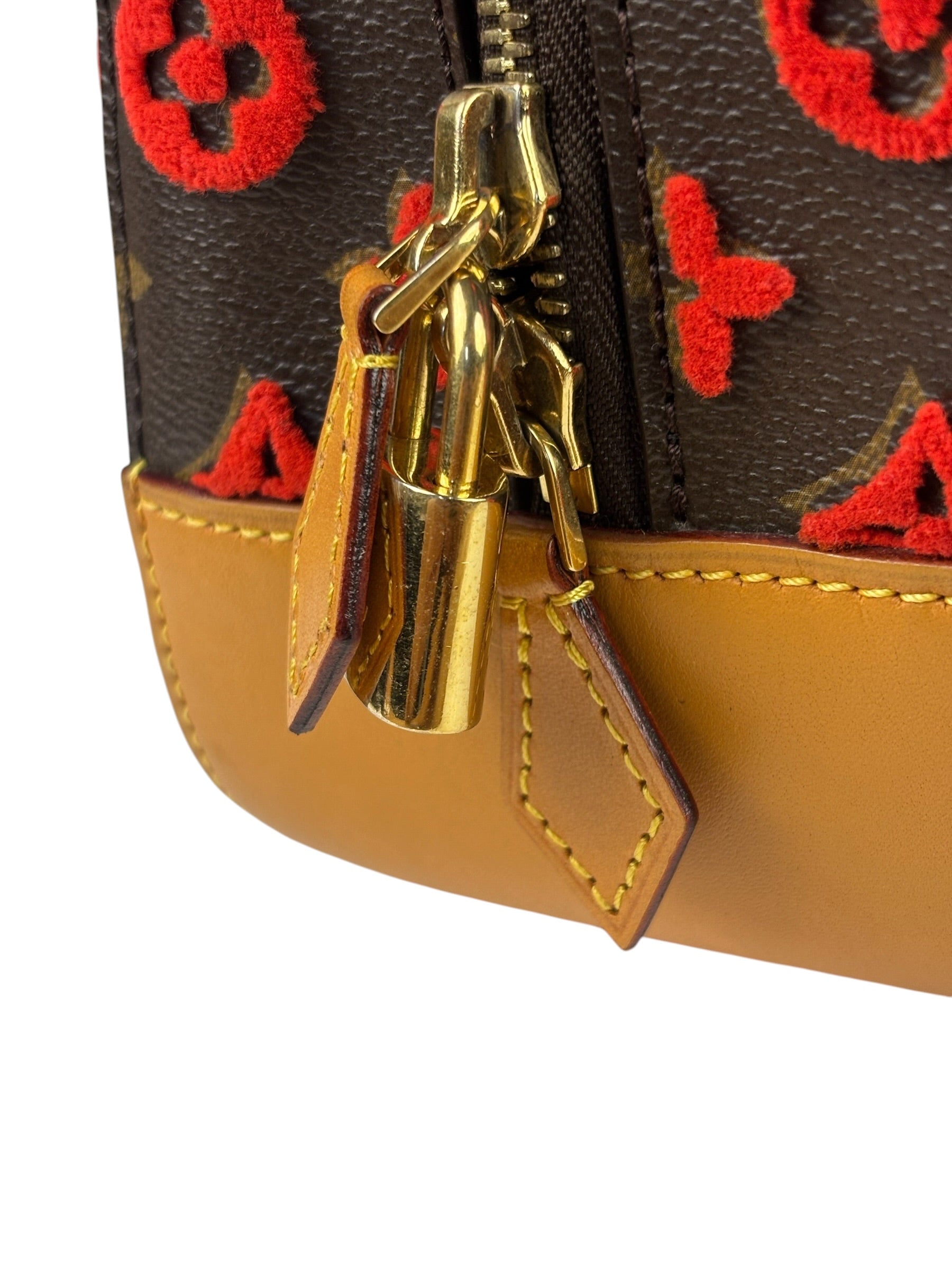 Louis Vuitton Red Tuffetage Cube Monogram Deauville