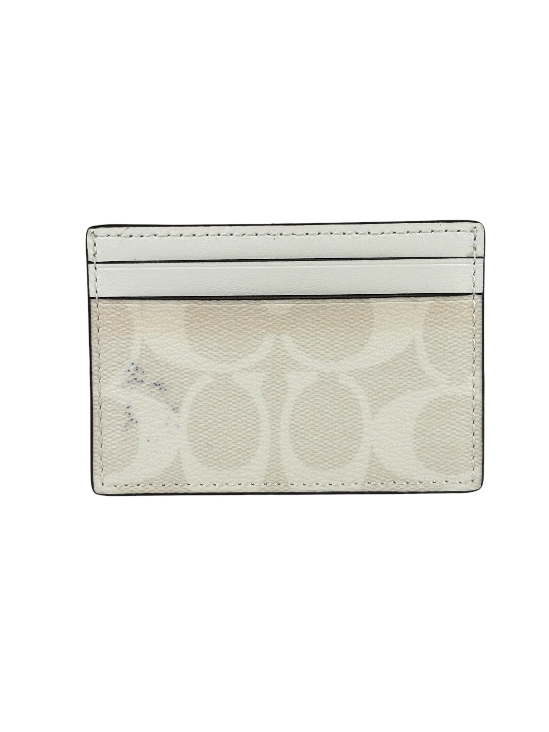 Coach Signature Canvas Card Case White