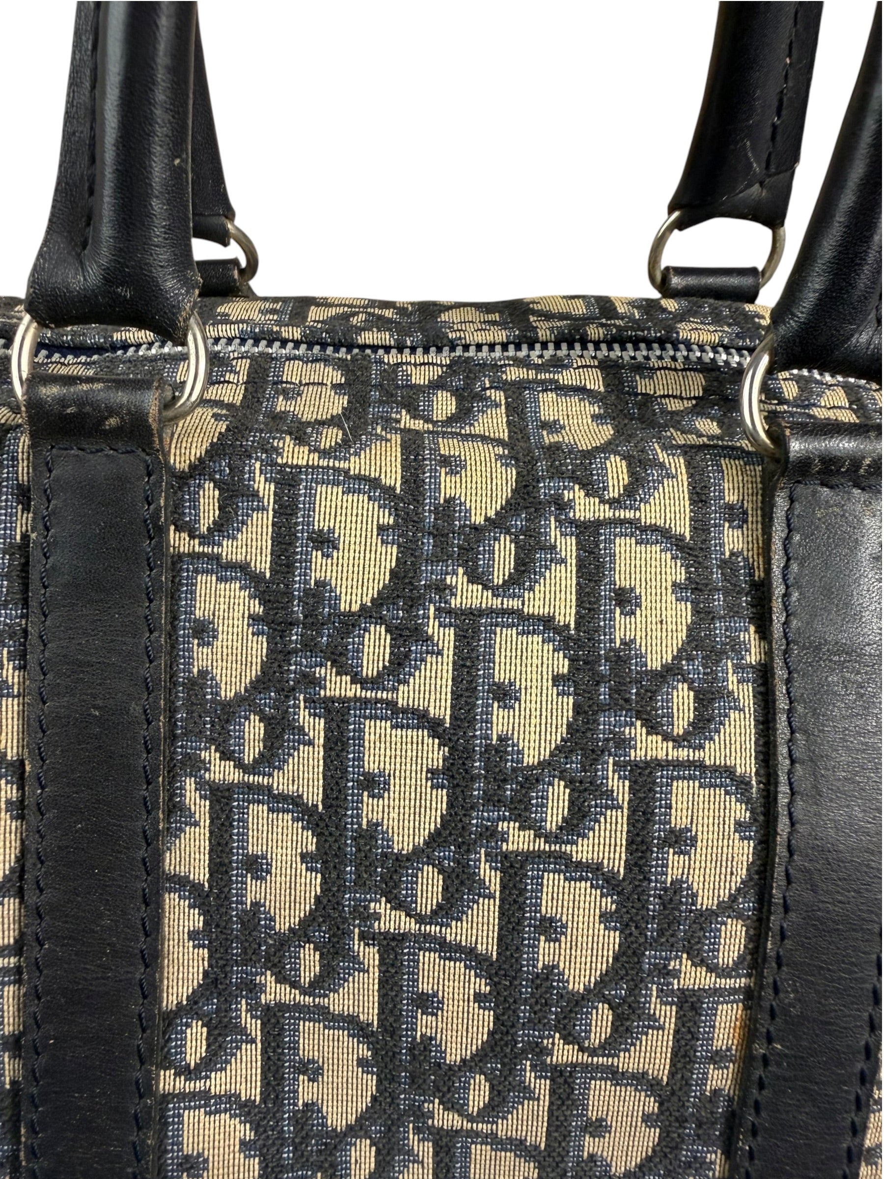 Christian Dior Vintage Navy Blue Trotter Boston Bag