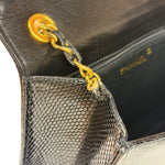 Chanel Black Lizard Leather Envelope Flap Bag 1986