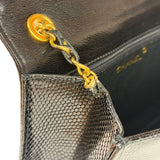 Chanel Black Lizard Leather Envelope Flap Bag 1986
