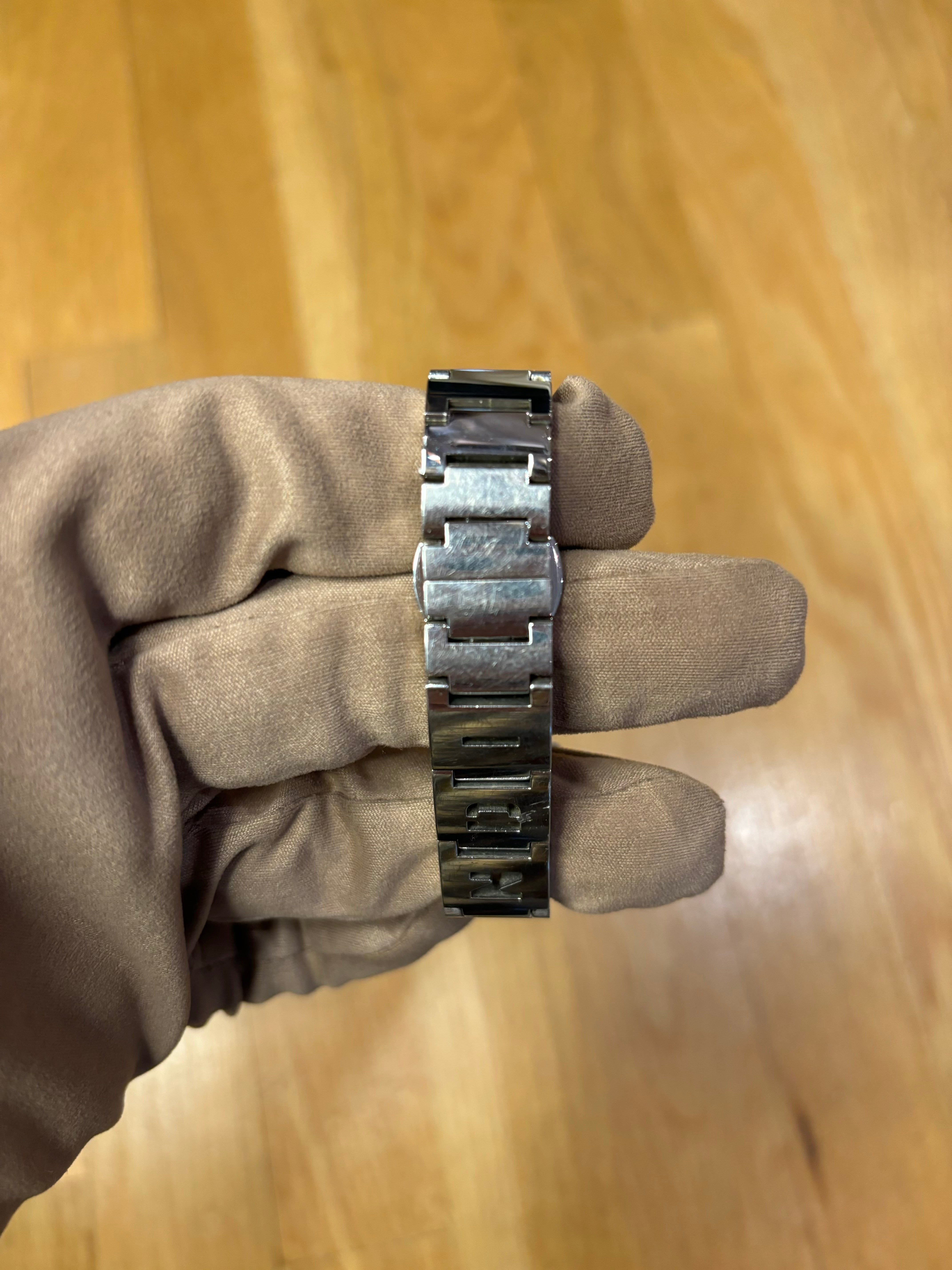 Fendi Black Dial Tank Stainless Letter Links