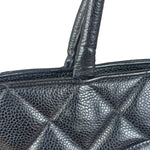 Chanel Vintage CC Black Quilted Caviar Leather Medallion Tote Bag 2002