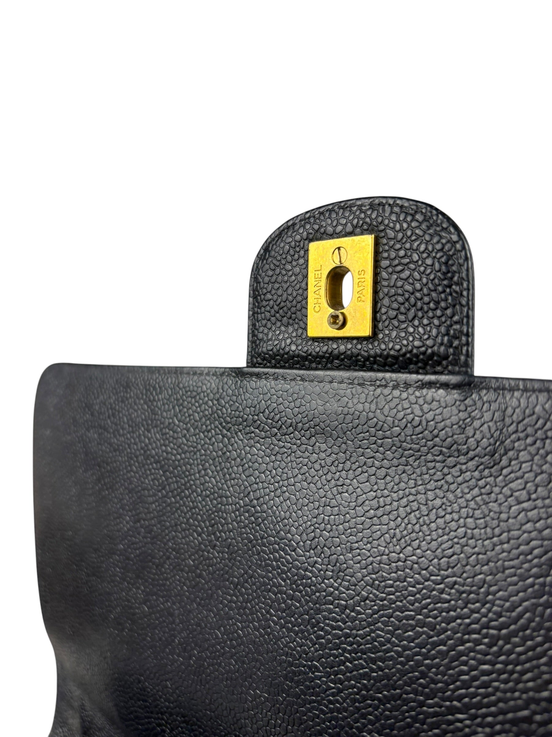 Chanel Black Quilted Caviar Kelly Top Handle Bag 90s
