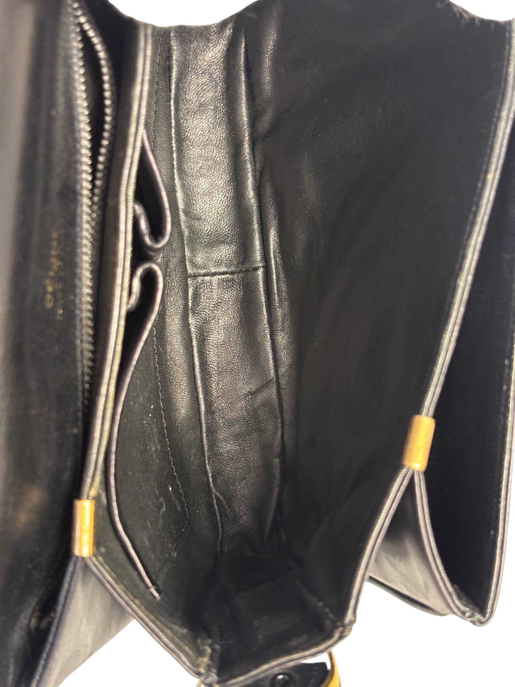 Celine Vintage Black Leather Shoulder Bag