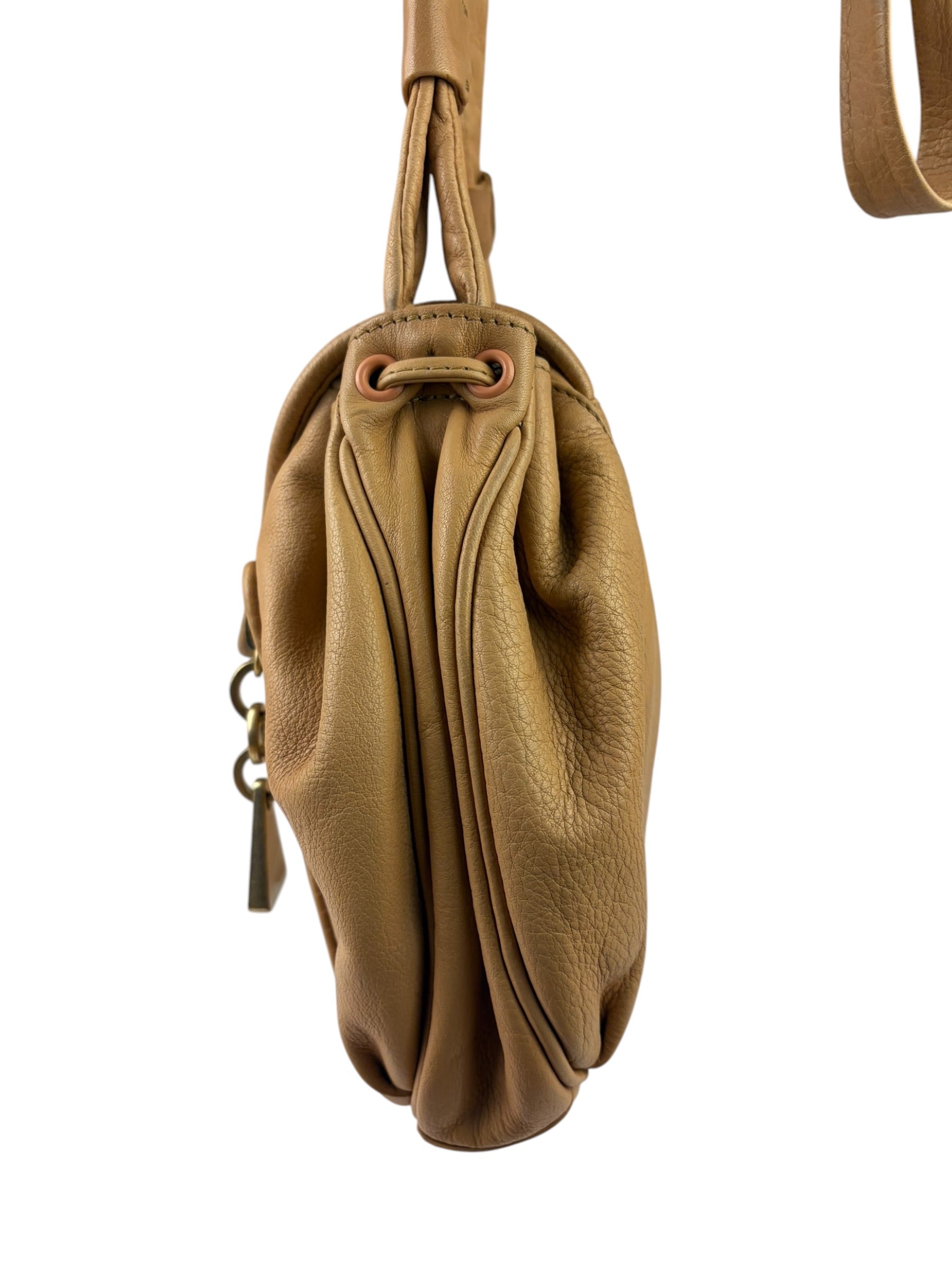 Chloe Orange Beige Calfskin See By Chloe Cherry Drawstring Saddle Crossbody Bag
