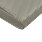 YSL Cream Pebbled Leather Cassandre Envelope Small Wallet On Chain
