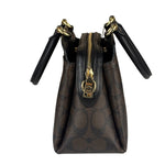 Coach Brown/Black Leather Mini Lillie Carryall In Signature Two-Way Bag