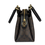 Coach Brown/Black Leather Mini Lillie Carryall In Signature Two-Way Bag