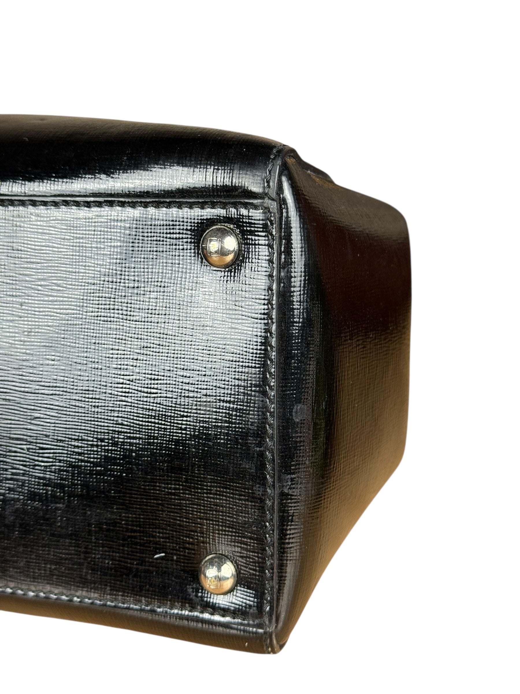 Fendi Black Patent Leather 2Jours Handbag