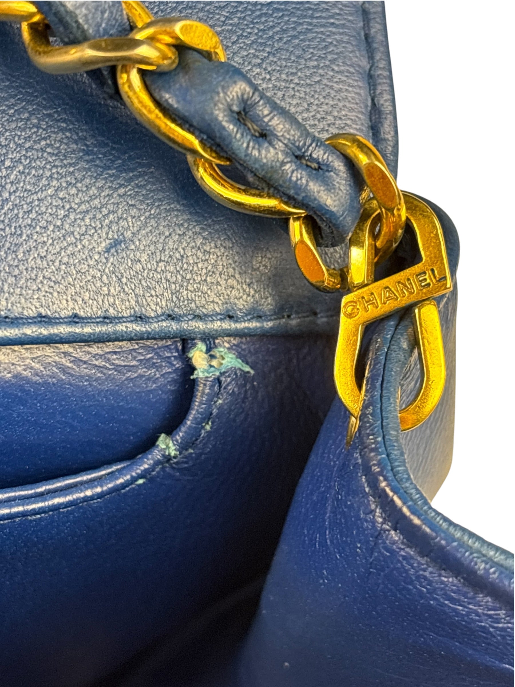 Chanel Vintage Blue Lambskin Flap Bag 1989
