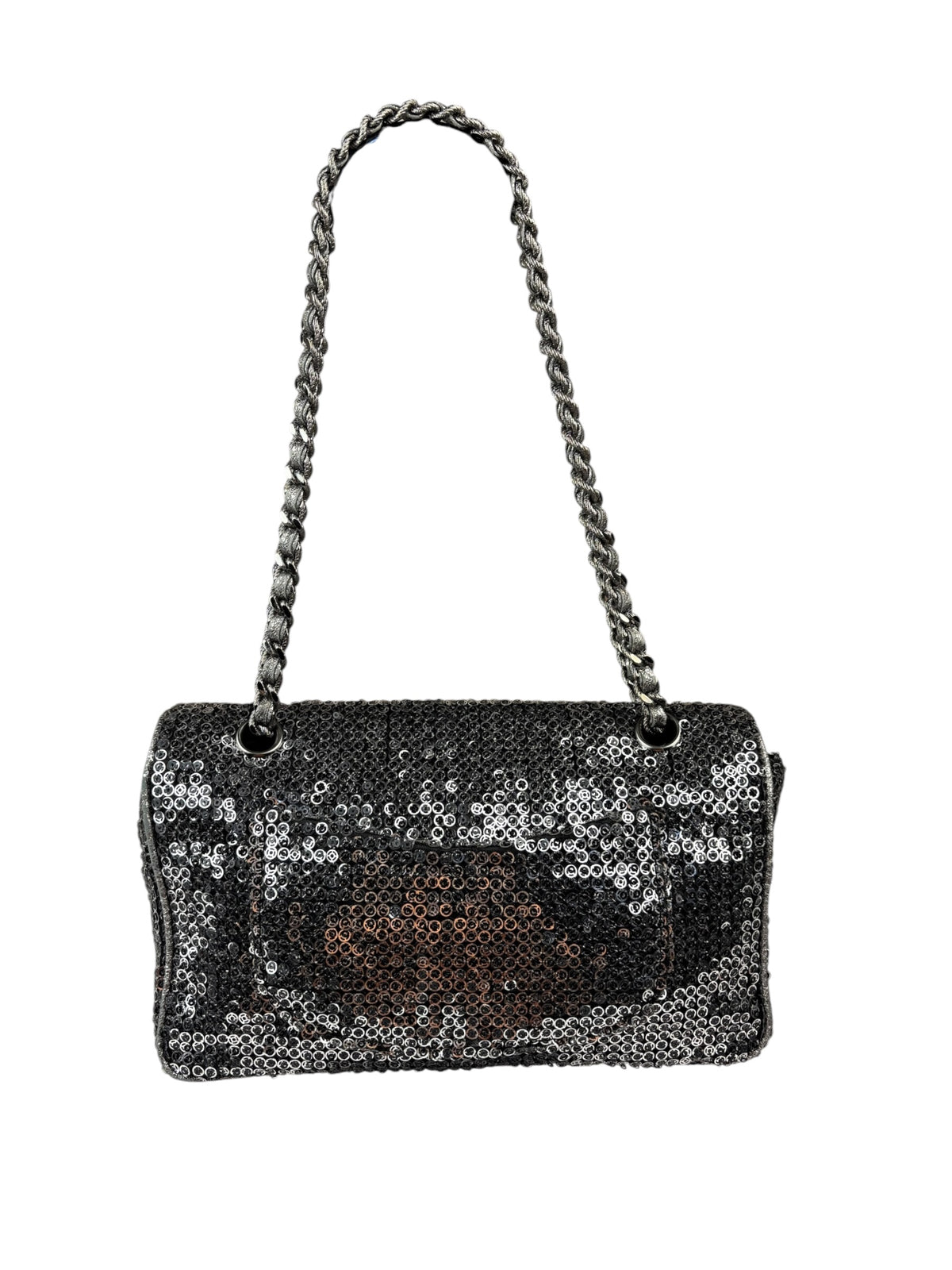 Chanel Silver Sequin East/West Flap Bag 2006