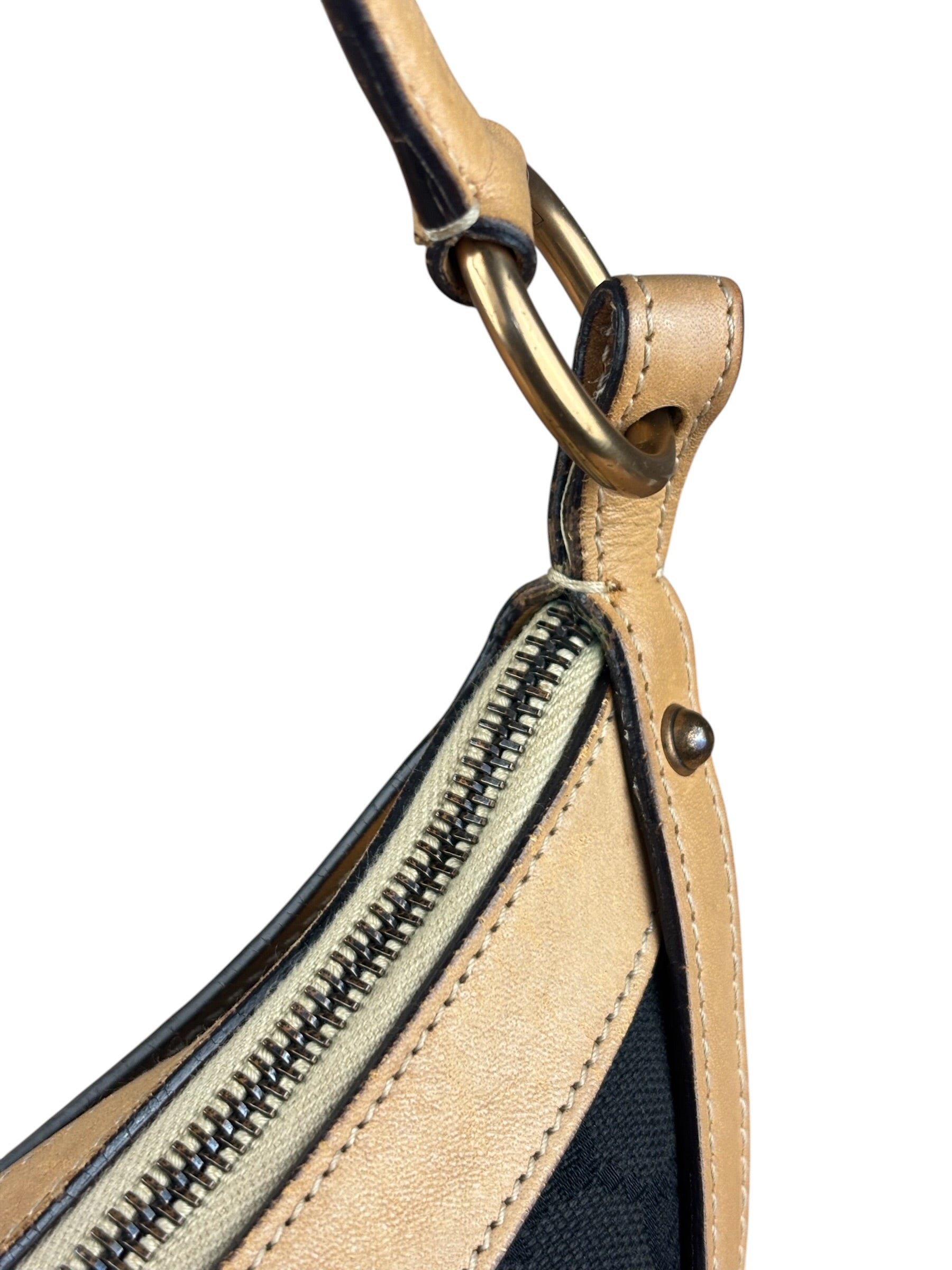 Gucci Vintage Black GG Horsebit Shoulder Bag