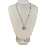 Christian Dior Vintage Crown Rhinestone Pendant Logo Necklace