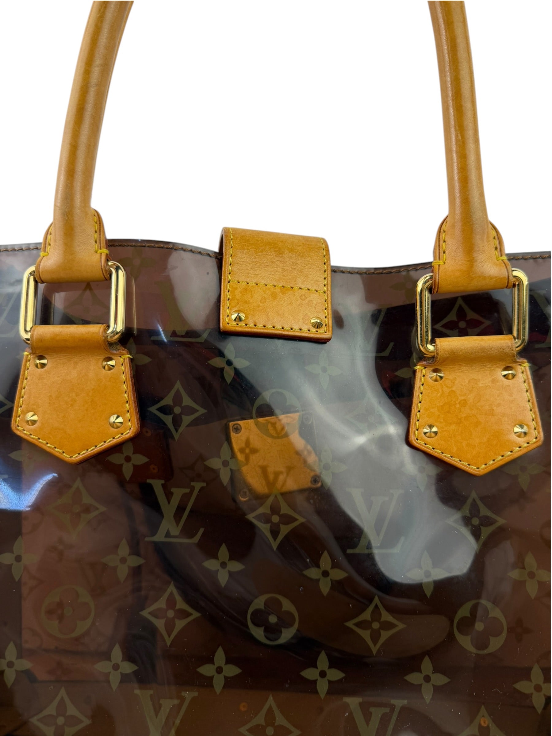 Louis Vuitton Vintage Brown Leather/PVC Monogram Ambre Tote