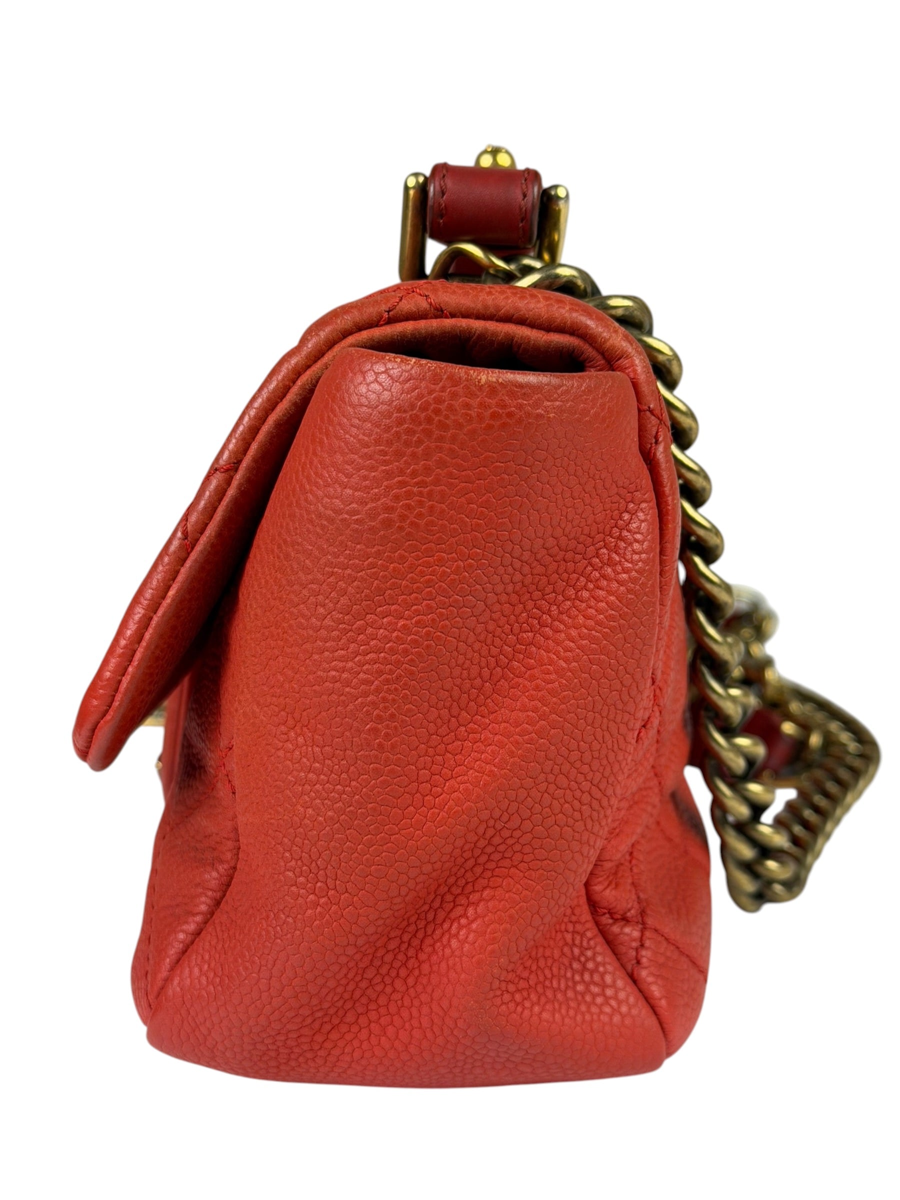 Chanel Red Quilted Caviar Leather Timeless Shoulder Bag 2012