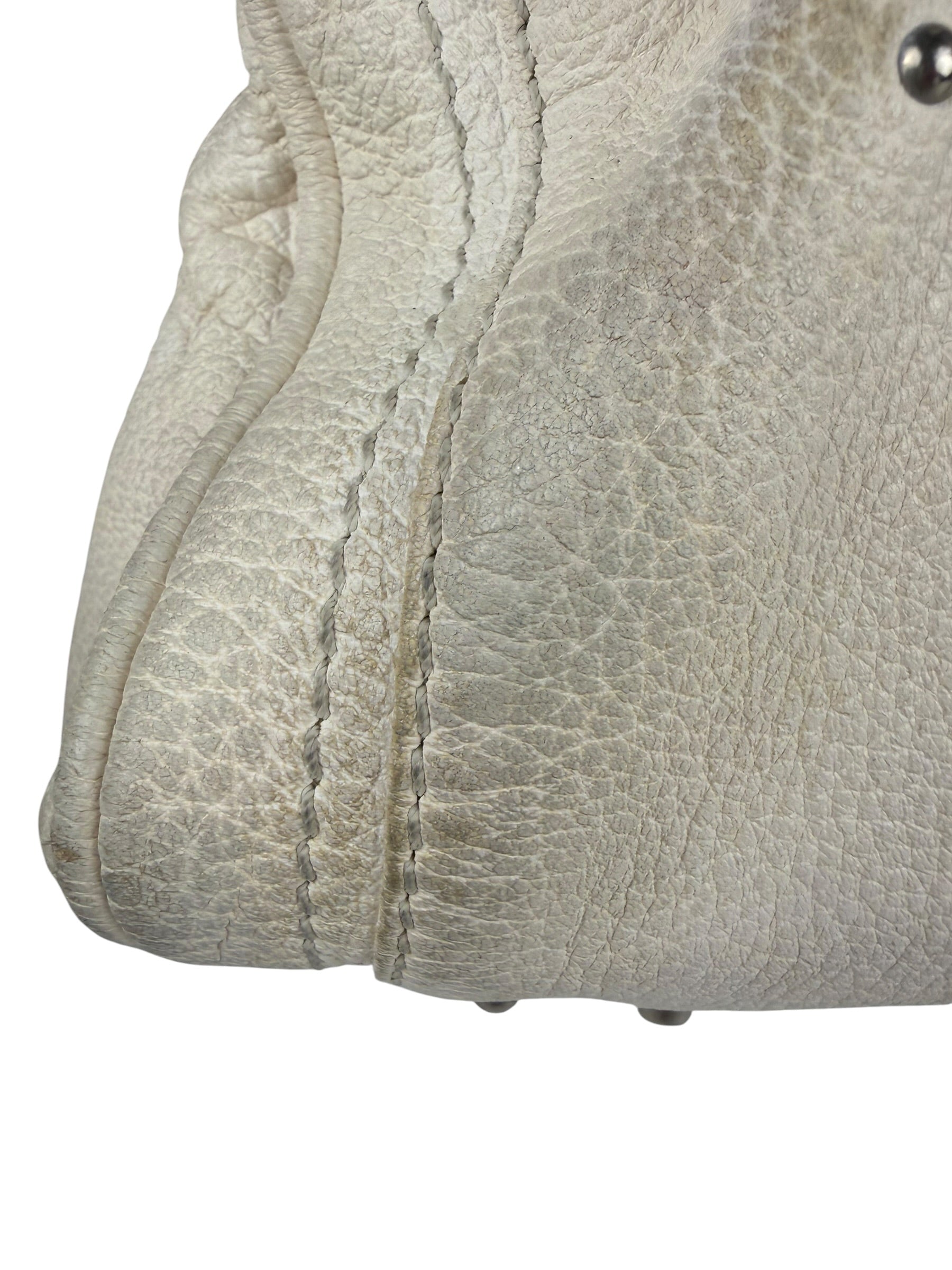 Chloé White Leather Paddington Handbag (Repainted)