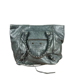 Balenciaga Leather Motocross Muted Teal Sunday Tote