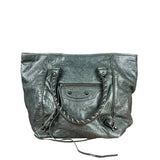 Balenciaga Leather Motocross Muted Teal Sunday Tote