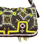 Fendi Canvas Baguette Dark Brown Beaded