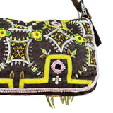 Fendi Canvas Baguette Dark Brown Beaded
