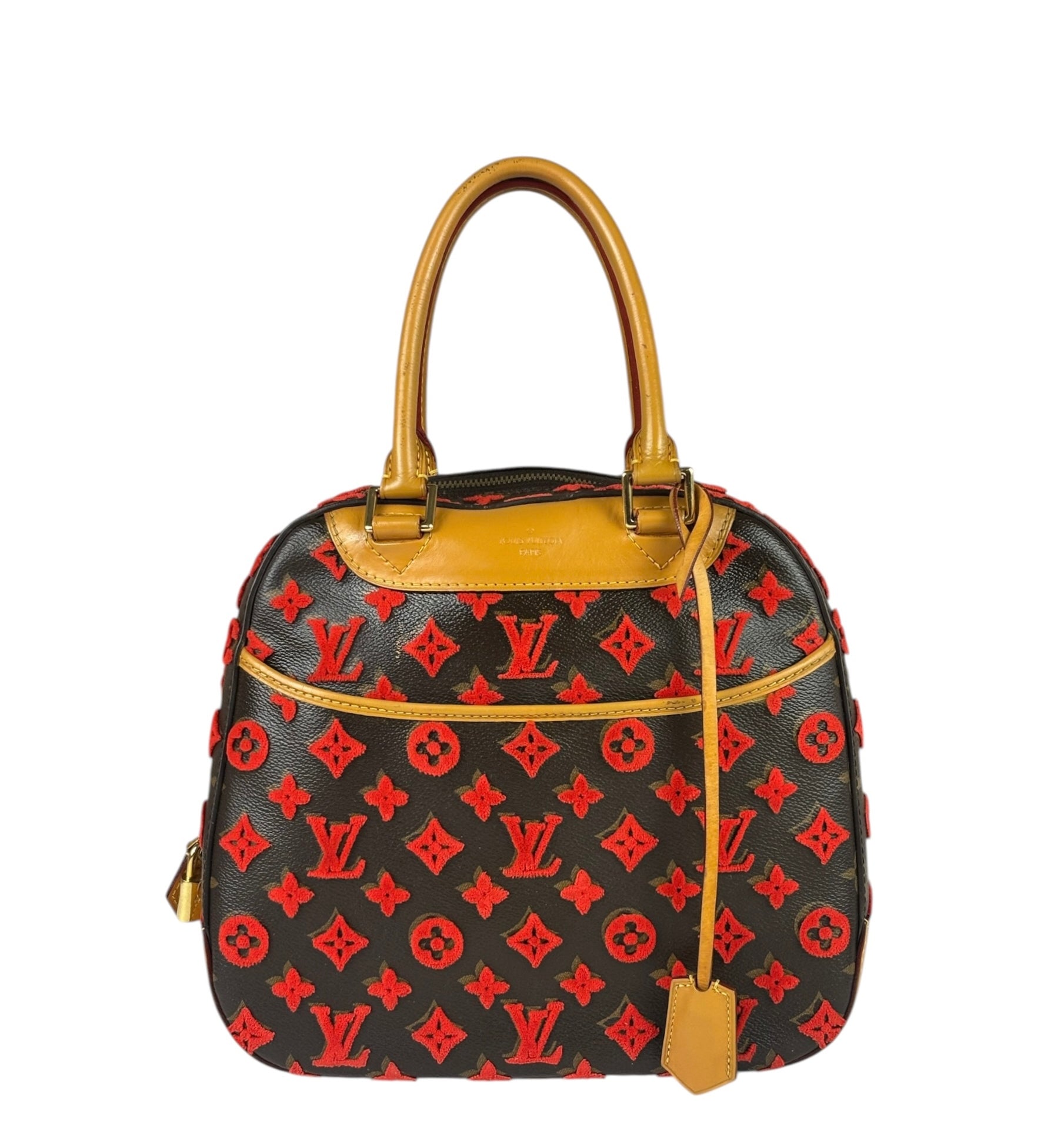 Louis Vuitton Red Tuffetage Cube Monogram Deauville