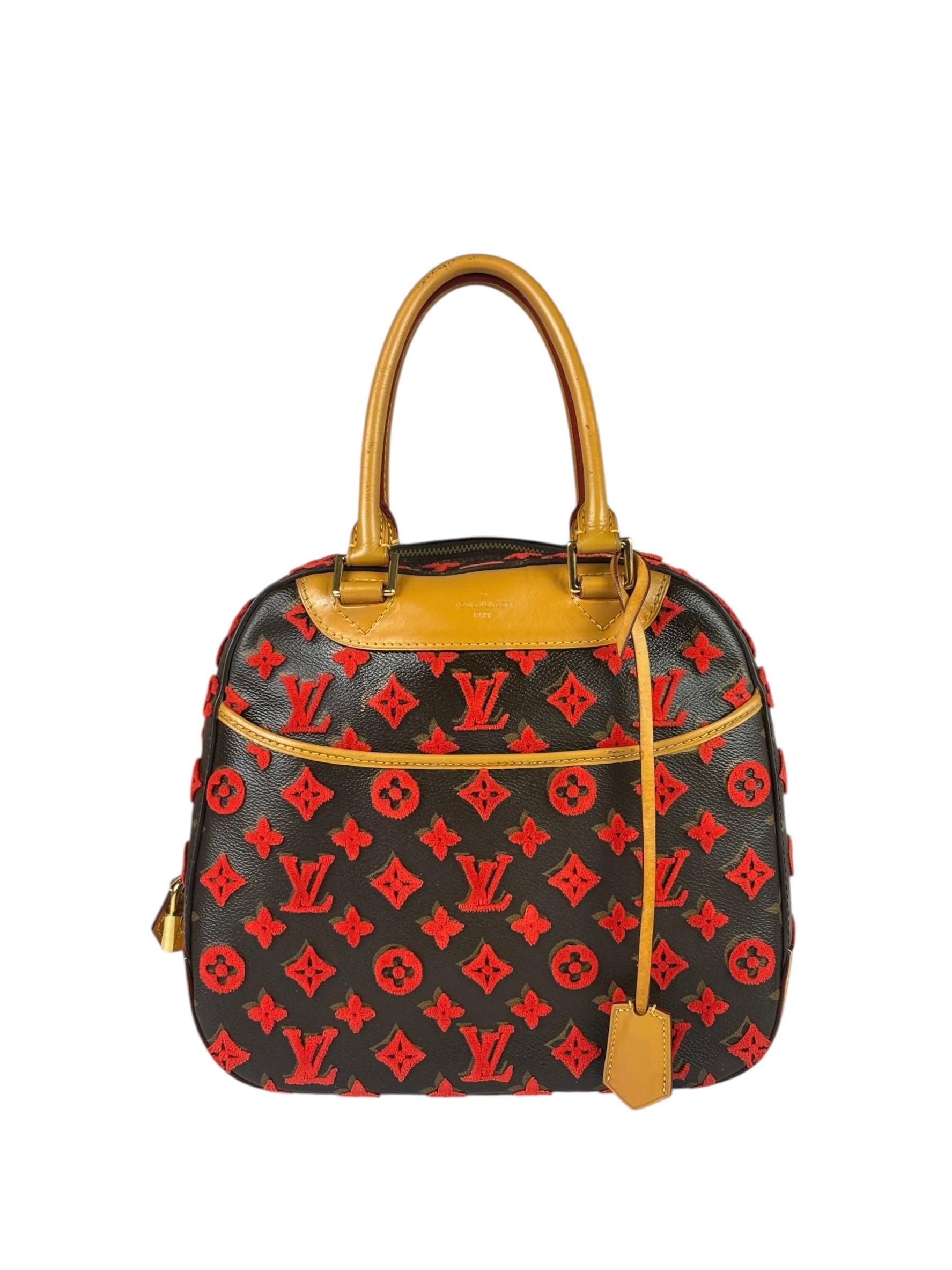 Louis Vuitton Red Tuffetage Cube Monogram Deauville