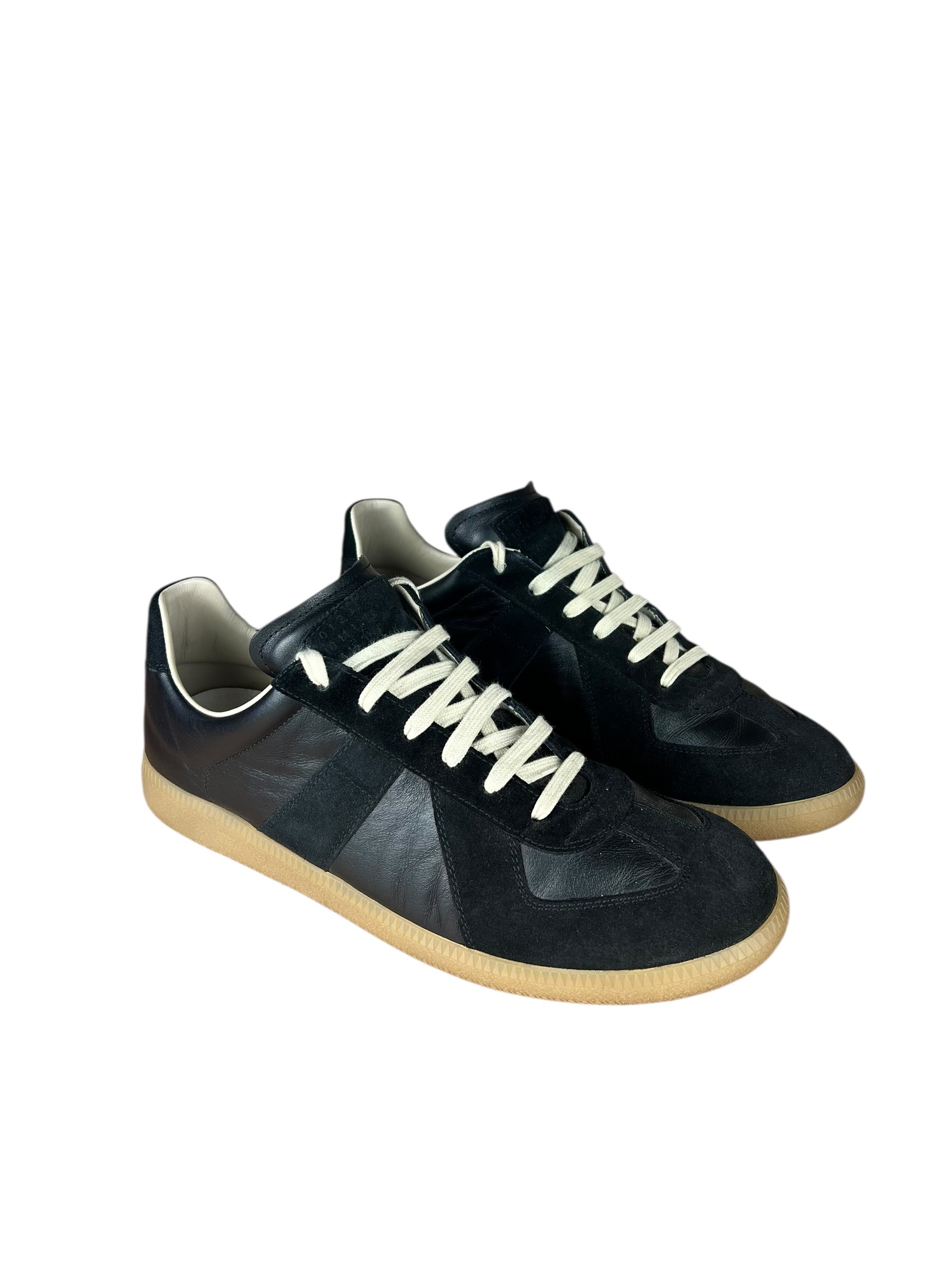 Maison Margiela Replica Leather and Suede Sneaker Black