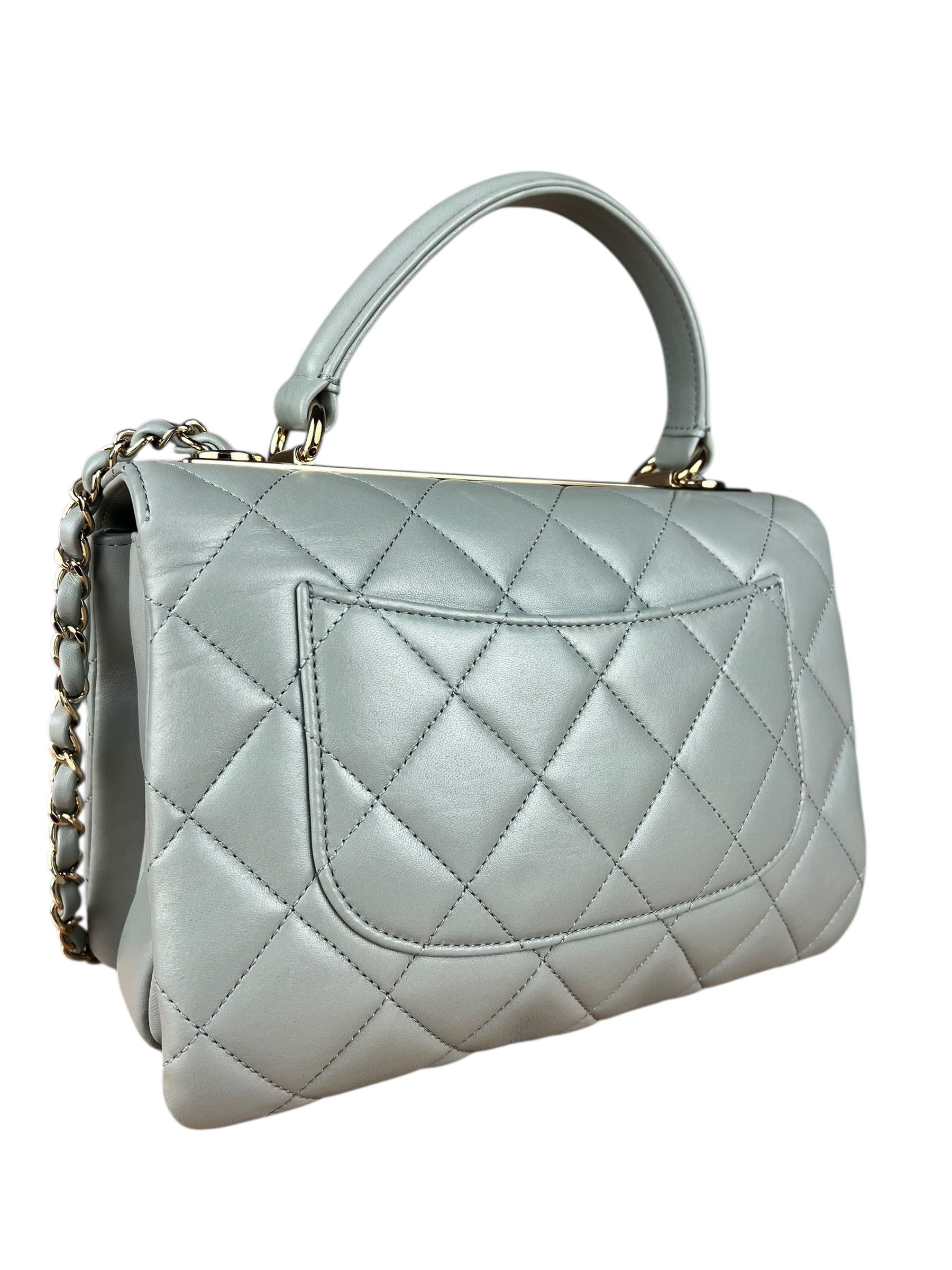 Chanel CC Trendy Blue Leather Flap Top Handle Bag