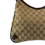 Gucci Brown Leather Trim Abbey D Ring Shoulder Bag