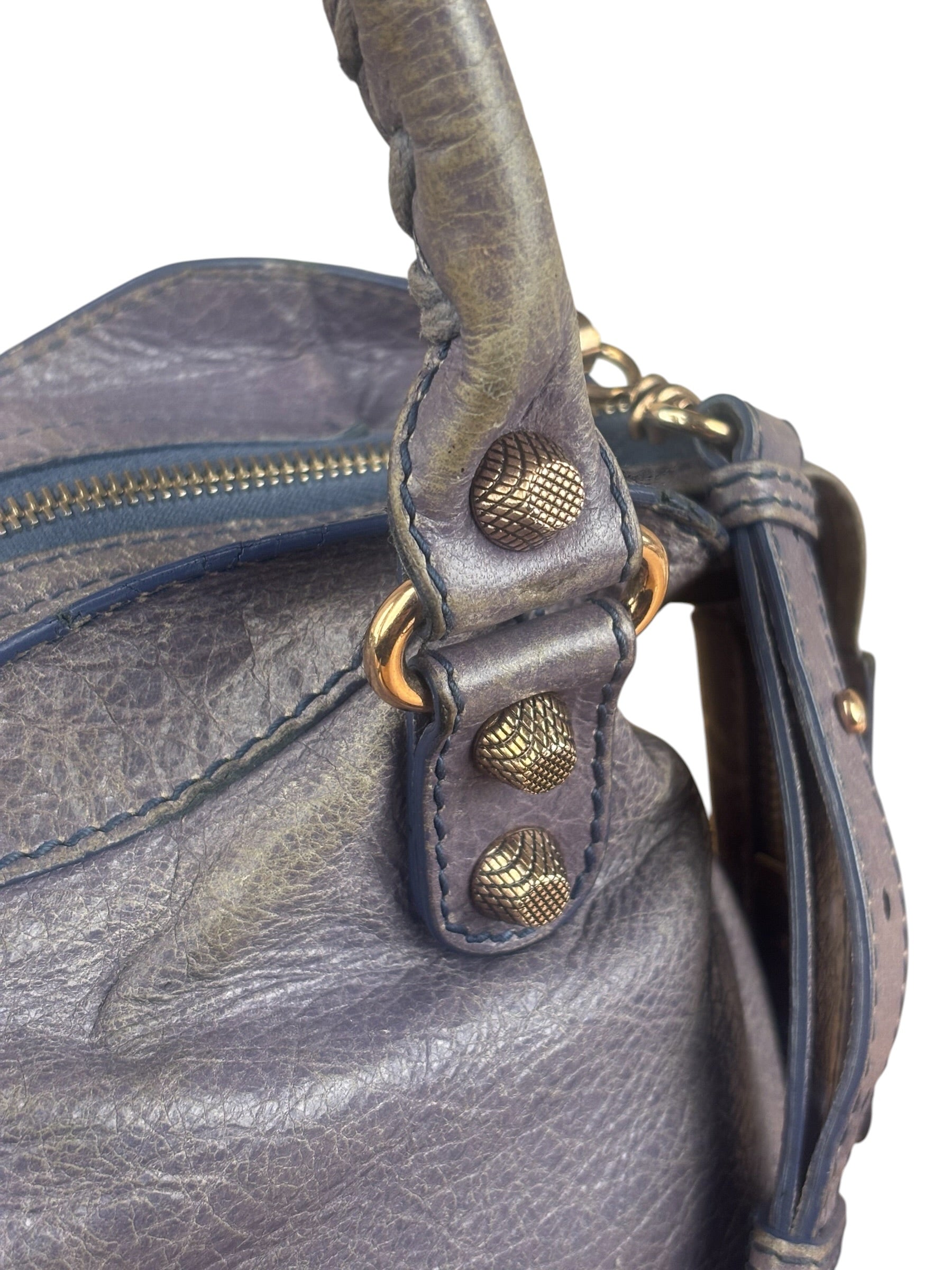 Balenciaga Vintage Distressed Purple Leather City Bag