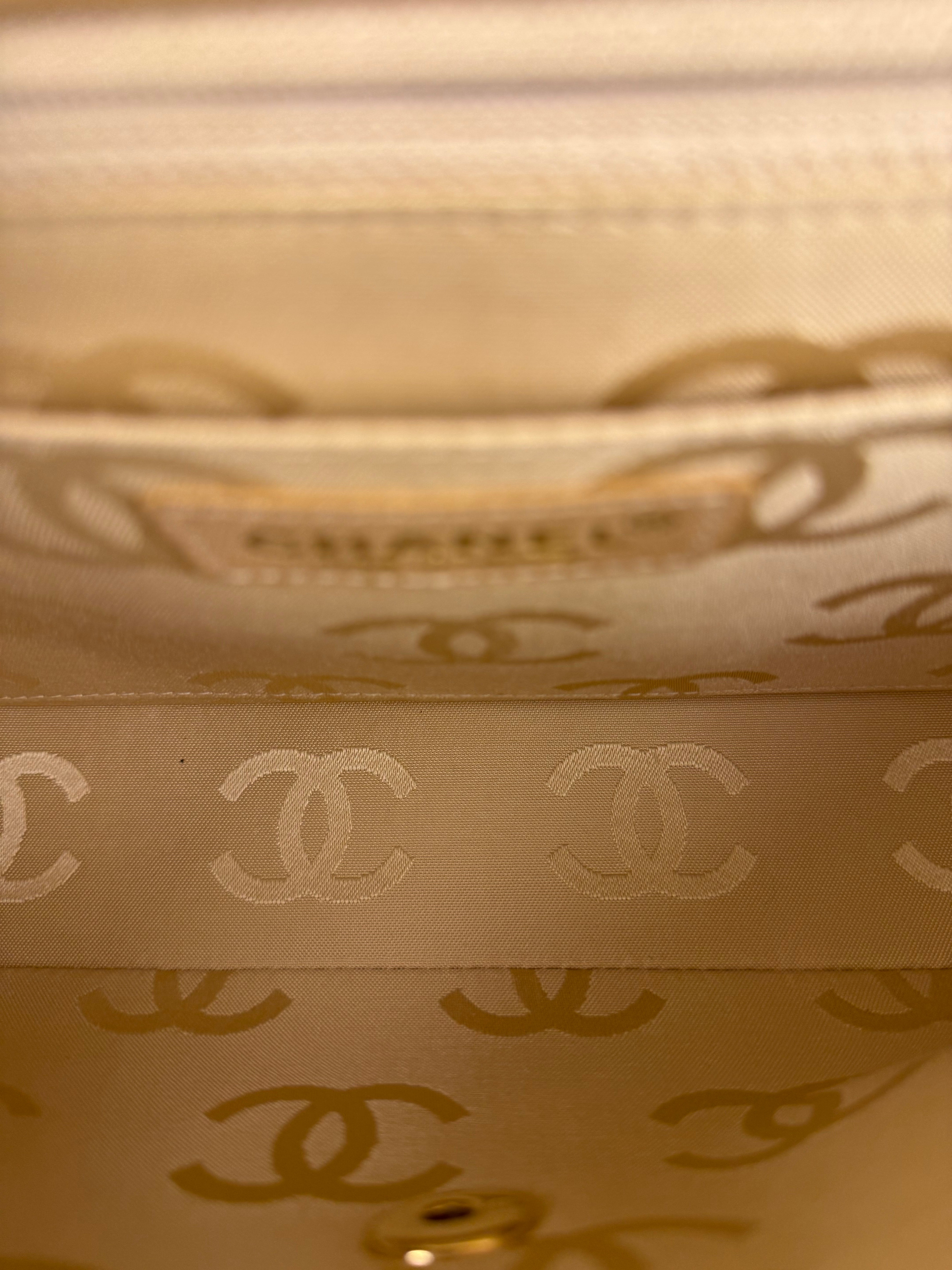 Chanel Gold Patent East West Stitch Flap Bag 2002