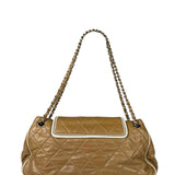 Chanel East/West Accordion Chain Beige Flap Bag 2008