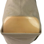 Prada Beige Cloth/Patent Leather Trim Shoulder Bag