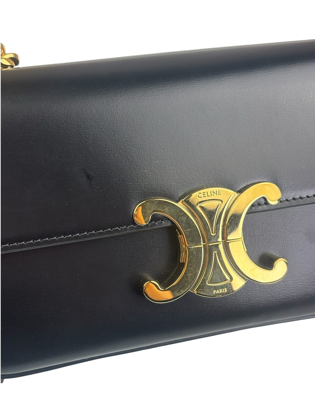 Celine Black Calfskin Claude Flap Chain Bag