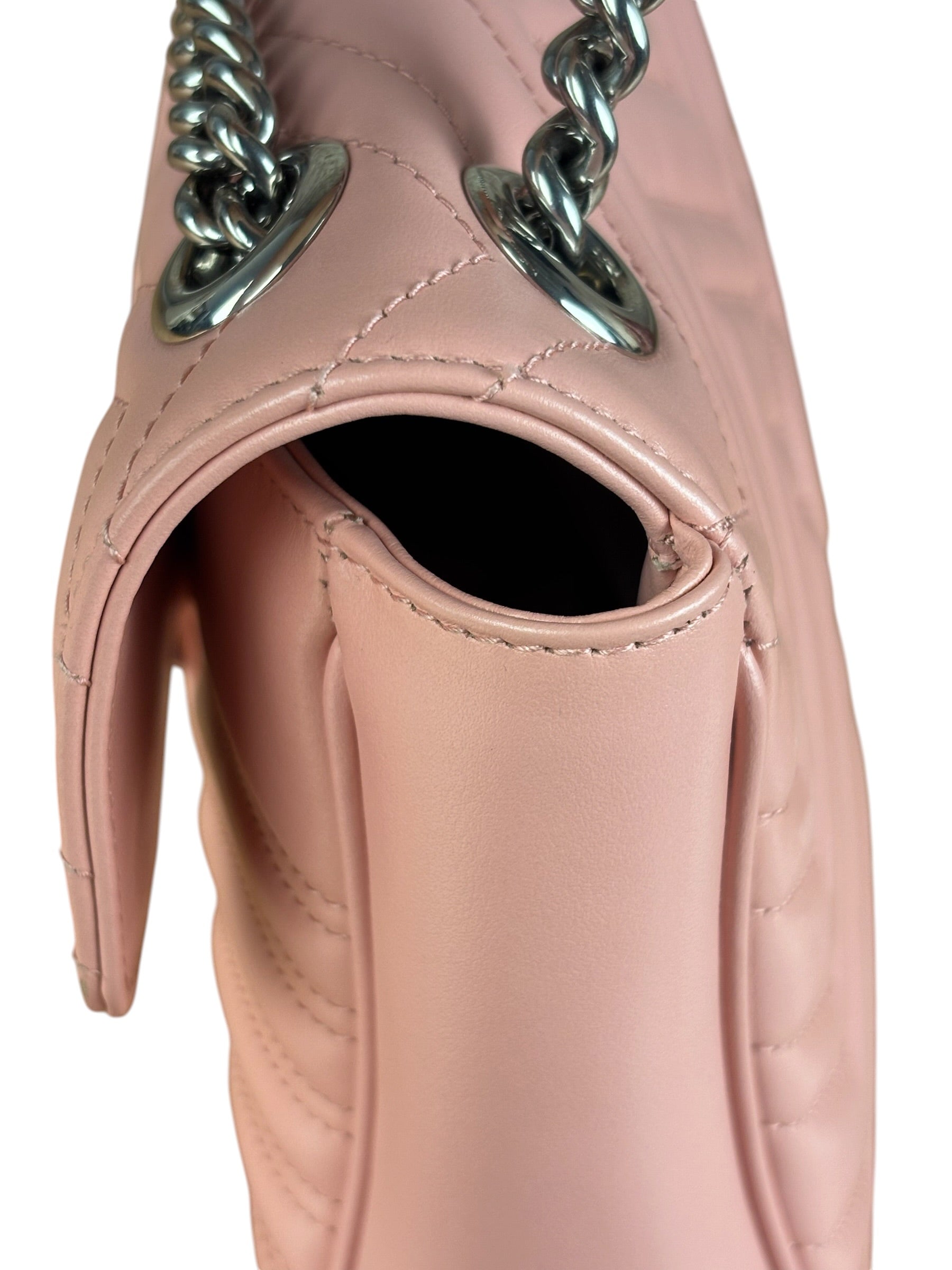 Gucci Pink Leather GG Marmont Shoulder Bag