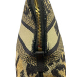Christian Dior Beige Woven Leopard Print Cosmetic Pouch