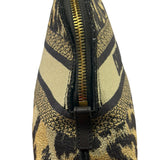 Christian Dior Beige Woven Leopard Print Cosmetic Pouch