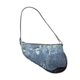 Christian Dior Vintage Denim Leather Trim  Saddle Pochette
