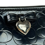Coach Black Patent Leather Heart & Bow Wristlet