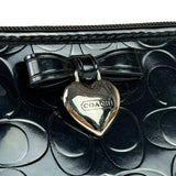 Coach Black Patent Leather Heart & Bow Wristlet
