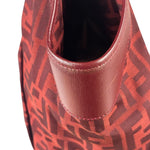 Fendi Red Leather Trim Zucca Chef Tote
