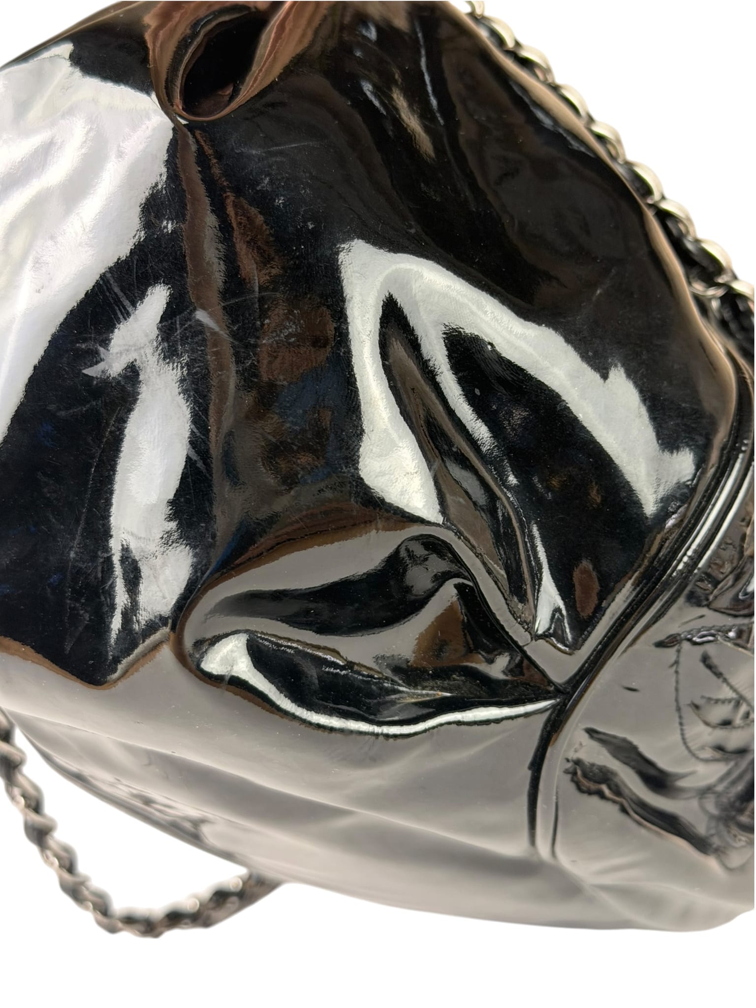 Chanel Black Patent Leather Camellia Petals Shoulder Bag 2010